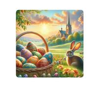 ODAWA Self-adhesive Cloth 13.8"x13.8" Sunrise Easter Rabbit Anti-scratch Camera Lens Wrap Lightweight Foldable Wrapper for Camera Accessories