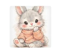 ODAWA Self Adhesive Cloth Cute Gray Rabbit Lens Protector Wrapper Anti Scratch Equipment Wrap Storage Pouch 17.7x17.7in