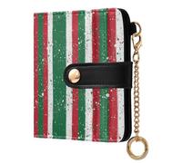 ODAWA Sharks Ocean Night Teal Credit Card Wallet RFID Blocking, Small Compact Wallet for Women, Stripes Green White Red, One Size, Rfid Wallet