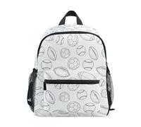 ODAWA Small Backpack Soccer Baseballs White Kindergarten Back Pack Elementary School Backpack with Chest Strap, Soccer Baseballs White, S