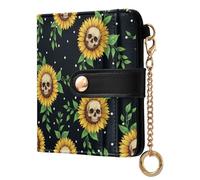 ODAWA Snow Pine Trees Blue Thin Women's Wallet RFID Wallet Slim with 7 Card Slots, Sunflowers Skull White Polka, One Size, Rfid Wallet