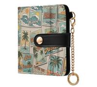 ODAWA Snow Pine Trees Blue Thin Women's Wallet RFID Wallet Slim with 7 Card Slots, Vintage Tropical Palm Trees, One Size, Rfid Wallet