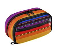 ODAWA Stripe Rainbow Black Blue High Capacity School Stationery Organizer for Boys, 8.3"x 3.1"x 4.9"