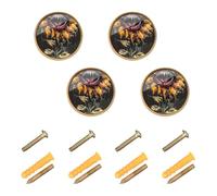 ODAWA Sunflower Horror Dark 4 Pack Bar Bathroom Hardware for Kitchen Cabinets, Dresser Drawer Knobs with Screw