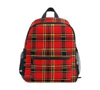 ODAWA Tartan Plaid Red School Backpacks for Kids 12 Inch Backpack for Boys Girls School Backpack for Girl with Name Tag, Tartan Plaid Red, S
