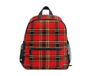 ODAWA Tartan Plaid Red School Backpacks for Kids 12 Inch Backpack for Boys Girls School Backpack for Girl with Name Tag, Tartan Plaid Red, S
