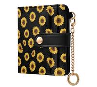 ODAWA Unicorn Rainbow Colorful Dreams Womens Wallet Rfid Blocking, Pu Leather Bifold Card Case, Zipper Coin Pocket Magnetic Tab, Yellow Sunflowers Black, One Size, Rfid Wallet