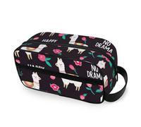 ODAWA Unisex Hanging Toiletry Bag Cute Llamas Striped Floral Travel Organizer Water Resistant Shaving Bag for Toiletries, Cute Llamas Striped Floral, One Size