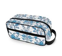 ODAWA Unisex Hanging Toiletry Bag Royal Blue Floral Travel Organizer Water Resistant Shaving Bag for Toiletries, Royal Blue Floral, One Size