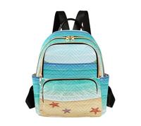 ODAWA Watercolor Flowers Butterflies Quilted Backpack with Back Zip Pocket Lightweight Travel Daypack, Tropical Beach Turquoise, M, Daypack Backpacks
