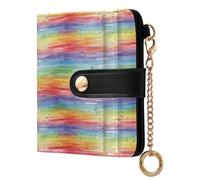 ODAWA Watercolor Hearts Pink Womens RFID Blocking Wallets, Mini Card Holder Wallet for Women, Watercolor Rainbow Stripes, One Size, Rfid Wallet