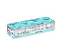 ODAWA Whale Tails Pencil Case Students Clear Double-deck Pencil Box 8.3" L x 3" W x 1.9" H