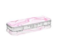 ODAWA White Marble Clear Pencil Boxes Clear Boxes with Snap-tight Lid for School 8.3" L x 3" W x 1.9" H