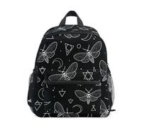 ODAWA White Moth Black Girl Backpack for School Kids Kindergarten Backpack Back Pack with Name Tag