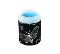 ODAWA White Moth Black Pet Paw Cleaner, Soft Slicone Bristles, Paw Washer for Medium Dogs