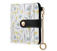 ODAWA White Red Baseball Stitch Slim Womans Wallet RFID Protection Wallet with 7 Card Slots, Wildflowers Blue Daisies, One Size, Rfid Wallet