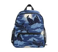 ODAWA Wolves Moon Blue Sky Clouds Kids School Backpacks Girls Bookbags with Adjustable Straps Kid Backpacks with Name Tag