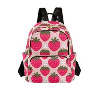 ODAWA Women's Backpack Purse, Commuter Backpack Classic Roses Beige Light Weight Backpacks for Travel Small Womens Backpack, Red Strawberry Rabbit, 10.23 x 5.11 x 12.59 in