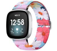 Odbeai Band Compatible with Fitbit Versa 4 Bands for Woman, Compatible with Fitbit Versa 3 Bands Women/Sense 2/Sense Band, Adjustable Elastic Nylon Sport Cute Stretch Stylish Replacement Wristbands