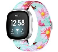 Odbeai Band Compatible with Fitbit Versa 4 Bands for Woman, Compatible with Fitbit Versa 3 Bands Women/Sense 2/Sense Band, Adjustable Elastic Nylon Sport Cute Stretch Stylish Replacement Wristbands