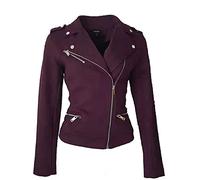 ODCOCD Faux Suede Jacket for Women Long Sleeve Zipper Up Casual Outwear (CA/US, Alpha, Small, Regular, Regular, Mulberry)