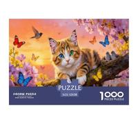 Odd-eyed Calico Cat Jigsaw Puzzles for Adults Animal Puzzles 1000 Jigsaws Impossible Puzzle for Adults Gifts 52x38cm/1000pcs
