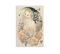 Odd-eyed Cat Wall Decor Poster Kitten Canvas Prints Picture Modern Canvas Art Picture Wall Hanging for Living Room Bedroom Home Decorations 08x12inch(20x30cm)
