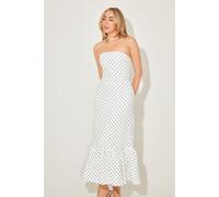 Odd Muse Strapless Peplum Midi Dress White & Polka Dot size M | Midi Dresses Outlet | Women | White M