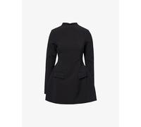 Odd Muse Womens Odd Muse Split-Sleeve Long-Sleeve Woven Mini Dress Black S