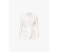 Odd Muse Womens Odd Muse Tailored Pinstripe Woven Blazer White S