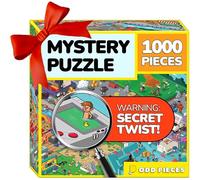 Odd Pieces Jigsaw Puzzles 1000 Pieces with Storytelling Comics, for Women, White Elephant, Mystery Puzzle for Adults & Kids - 19.7'' x 27.6'' Frameable Magic Puzzle Art (Glitch)