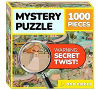 Odd Pieces Jigsaw Puzzles 1000 Pieces with Storytelling Comics, for Women, White Elephant, Mystery Puzzle for Adults & Kids - 19.7'' x 27.6'' Frameable Magic Puzzle Art (Silver Lining)