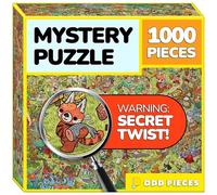 Odd Pieces Jigsaw Puzzles 1000 Pieces with Storytelling Comics, for Women, White Elephant, Mystery Puzzle for Adults & Kids - 19.7'' x 27.6'' Frameable Magic Puzzle Art (Mushroom Mayhem)