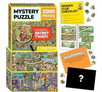 Odd Pieces Jigsaw Puzzles 1000 Pieces with Storytelling Comics, for Women, White Elephant, Mystery Puzzle for Adults & Kids - 19.7'' x 27.6'' Frameable Magic Puzzle Art (Series 4)