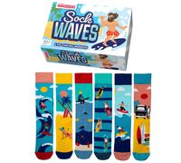 Odd Socks Novelty Mismatched 3 Odd Pairs - Sock Waves United Oddsocks Multi 6-11