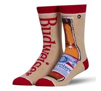 Odd Sox - Beer Brand Novelty Funny Cool Crew Socks, Size Large, Budweiser Split, Large