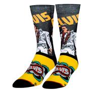 Odd Sox - Elvis Presley Crew Sock-King of Rock N' Crew Socks, Size Large, White-jump, Large