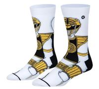 ODD SOX Odd Sox, Funny Crew Socks, Mighty Morphin Power Power Rangers, Adult Large 8-12, White Ranger 360, Large
