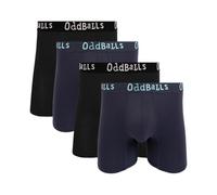 OddBalls | Mens Bamboo Boxers Multipack | 4 Pack | Anti Chafing | Mens Underwear | Moisture Wicking Fabric | Elastic Waistband | Black & Midnight Bundle | X-Large