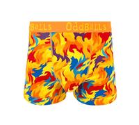 OddBalls Mens Boxers - 1 Pack, Classic Fit Cotton Boxer Shorts, Underwear with Elastic Waistband - Breathable, Soft Mens Boxer Briefs (UK, Alpha, L, Regular, Regular, Great Balls of Fire)