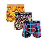 OddBalls Mens Boxers Multipack - 3 Classic Fit Cotton Boxer Shorts, Underwear with Elastic Waistband - Breathable, Soft Mens Boxer Briefs (UK, Alpha, XXL, Regular, Regular, The Fiery Trio)
