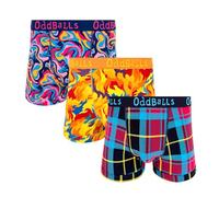 OddBalls Mens Boxers Multipack - 3 Classic Fit Cotton Boxer Shorts, Underwear with Elastic Waistband - Breathable, Soft Mens Boxer Briefs (UK, Alpha, XXL, Regular, Regular, The Fiery Trio)