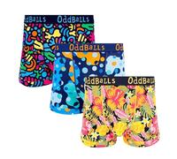 OddBalls Mens Boxers Multipack - 3 Classic Fit Cotton Boxer Shorts, Underwear with Elastic Waistband - Breathable, Soft Mens Boxer Briefs (UK, Alpha, XL, Regular, Regular, Wild Things)