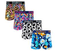 OddBalls Mens Boxers Multipack - 4 Classic Fit Cotton Boxer Shorts, Underwear with Elastic Waistband - Breathable, Soft Mens Boxer Briefs (UK, Alpha, L, Regular, Regular, Signature Drop)