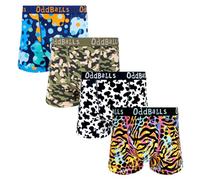 OddBalls Mens Boxers Multipack - 4 Classic Fit Cotton Boxer Shorts, Underwear with Elastic Waistband - Breathable, Soft Mens Boxer Briefs (UK, Alpha, S, Regular, Regular, The Fab Four)