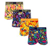 OddBalls Mens Boxers Multipack - 4 Classic Fit Cotton Boxer Shorts, Underwear with Elastic Waistband - Breathable, Soft Mens Boxer Briefs (UK, Alpha, XL, Regular, Regular, Blazing)