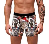 Oddballs Mens Christmas Boxers - Print Mid Rise Briefs Soft Comfortable Underwear Breathable Everyday Wear Holiday Festive Underpants For Gentlemen (Beige, L)