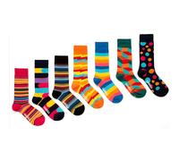 OddBalls | Sock Multipack | 7 Pack | Mens & Womens | Colourful Cotton Socks | Work Socks | Elasticated Ankle | Stripey Bundle | Size 1-2