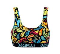 OddBalls | Womens Bralette | 1 Pack | Womens Underwear | Sports Bras | Everyday Low Back Bra | Seamless & Wireless | Botanical | Small