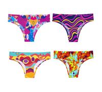 OddBalls | Womens Brazilian Seamless Briefs Multipack | 4 Pack | Womens Underwear | Everyday Pants | Cotton Bikini Briefs | Retro Bundle | Size 6